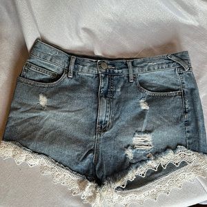 Free People Lace Trimmed Shorts